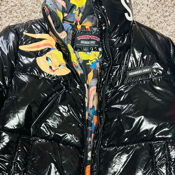 MEMBERS ONLY SPACE JAM PATENT BOMBER - Picture 1 of 4